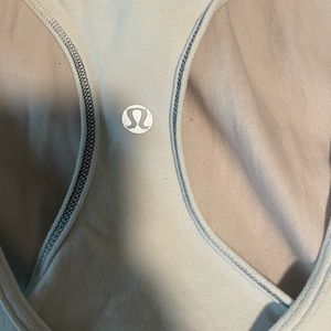 White lululemon tank. Love your brain logo